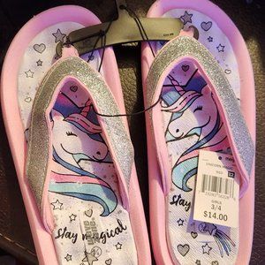 Girls Unicorn Flip Flops